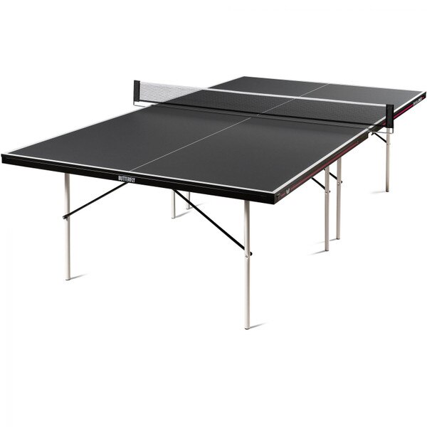 Timo Boll Joylite Indoor Ping Pong Table is new for 2020 and is shown with its grey playing surface. It proudly displays the Butterfly word logo on the end rail.